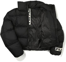 Shop (Women) FILA Black Short Zipper Puffer Jacket with Logo 22FW. FS2DJE4153F-BLK