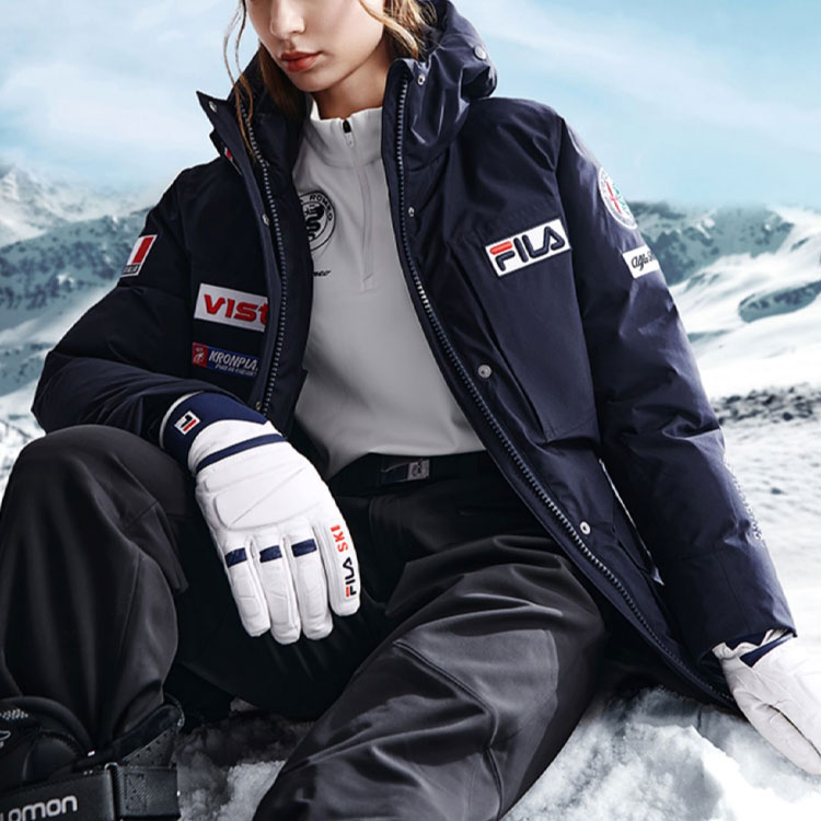 (Women) FILA  Blue Long Down Jacket with Logo Embroidery and Windproof Warm Design. A11W246910F-NV 圖 5