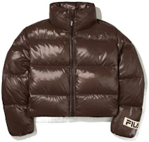 (Women) FILA Brown Short Puffer Jacket with Logo Patch and Zipper FS2DJE4153F-BRN (Women) FILA Brown Short Puffer Jacket with Logo Patch and Zipper FS2DJE4153F-BRN