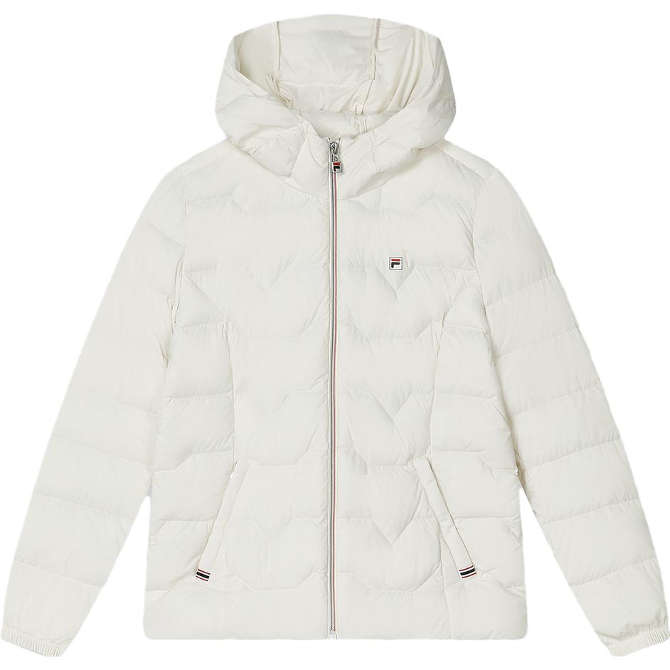(Women) FILA  Casual Basic Hooded Down Jacket - Fashionable and Warm, Steam White. F11W341916F-IV