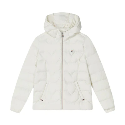(Women) FILA Casual Basic Hooded Down Jacket - Fashionable and Warm, Steam White. F11W341916F-IV