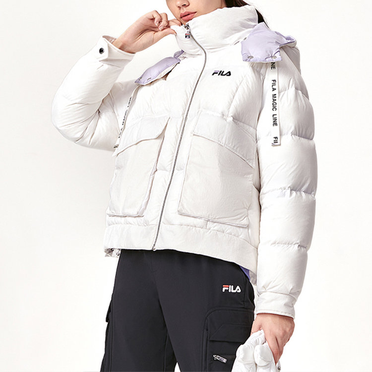 (Women) FILA  Casual Hooded Puffer Jacket White - Warm and Stylish. F11W149901F-WT 圖 4