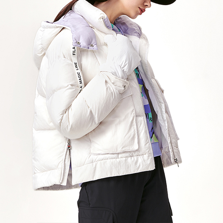 (Women) FILA  Casual Hooded Puffer Jacket White - Warm and Stylish. F11W149901F-WT 圖 7
