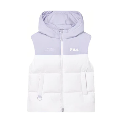 (Women) FILA Casual Sports Zipper Hooded Down Vest in Standard White. F11W349911F-WT