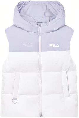 (W) FILA 休闲运动拉链连帽羽绒背心 标准白色. F11W349911F-WT Order (W) FILA 休闲运动拉链连帽羽绒背心 标准白色. F11W349911F-WT