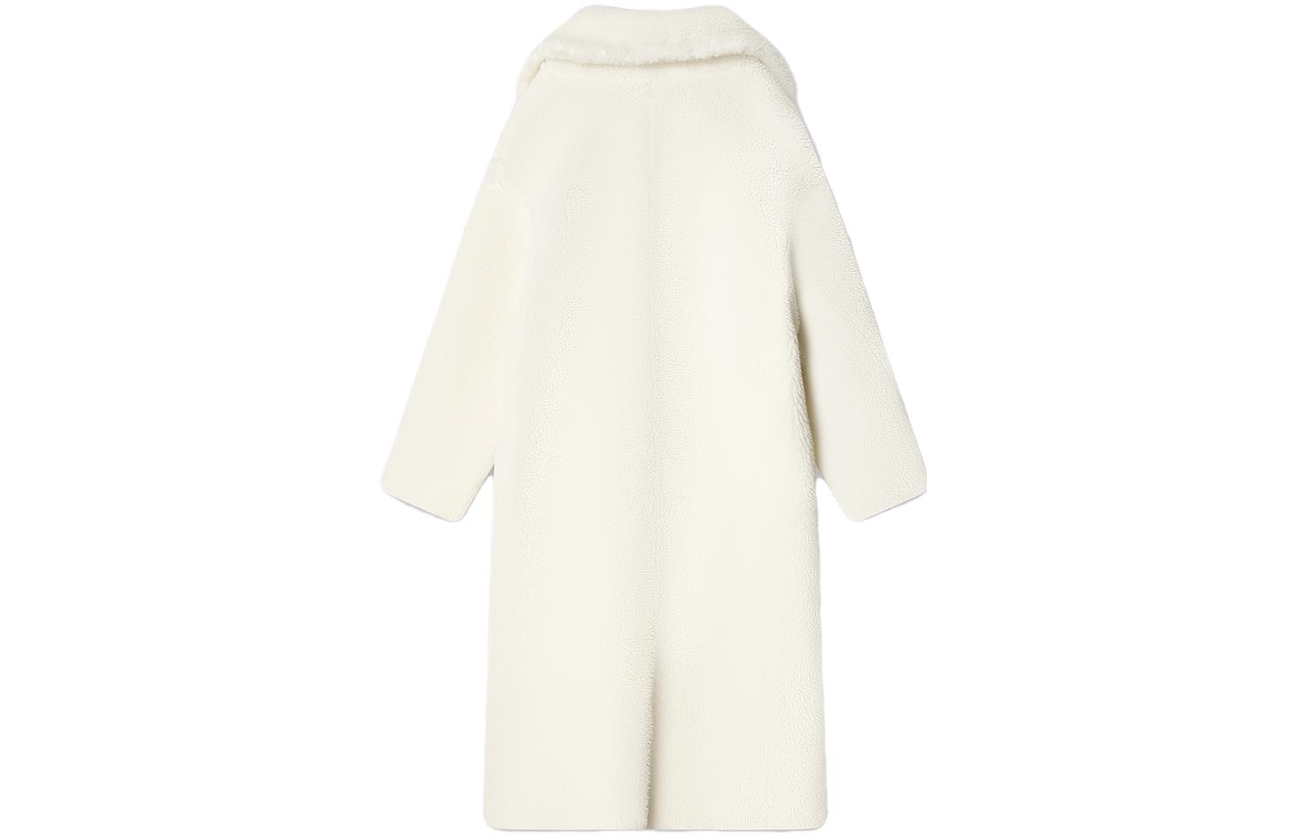 Lookbook (Women) FILA  Ceramic White Sherpa Coat Casual Solid Color Lapel Design. F11W345501F-IV