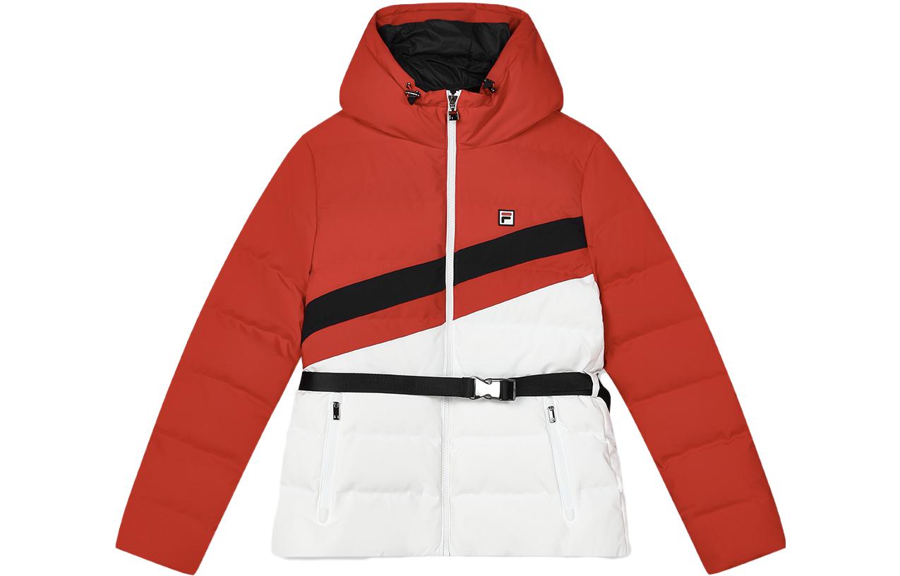 (Women) FILA  Color-Blocked Hooded Down Jacket - Legendary Red. F11W349925F-RD 圖 2