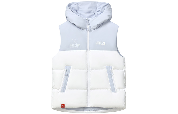 (Women) FILA  Colorblock Hooded Down Vest - Standard White. F11W249901FWT