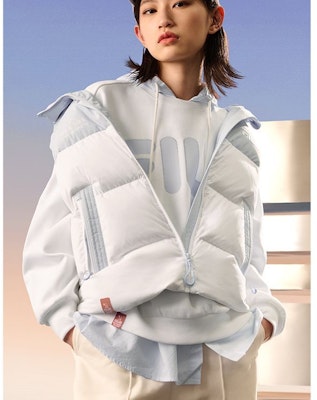 (Women) FILA Colorblock Hooded Down Vest - Standard White. F11W249901FWT Purchase (Women) FILA Colorblock Hooded Down Vest - Standard White. F11W249901FWT