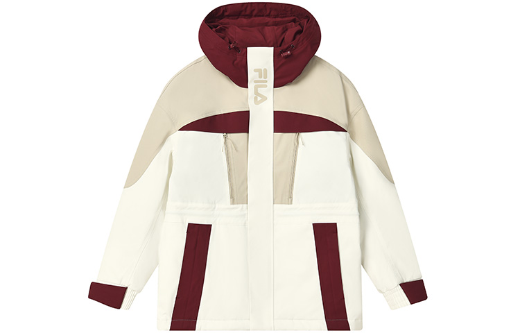 (Women) FILA  Colorblock Mid-Length Hooded Down Jacket - Yun Gu White. F11W249924FWT 圖 2