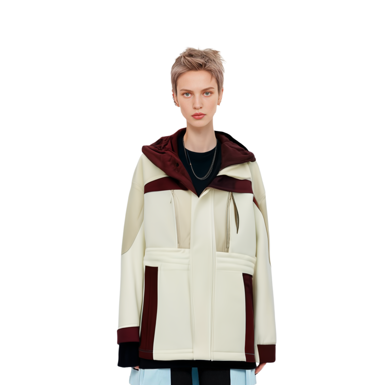 (Women) FILA  Colorblock Mid-Length Hooded Down Jacket - Yun Gu White. F11W249924FWT 圖 4