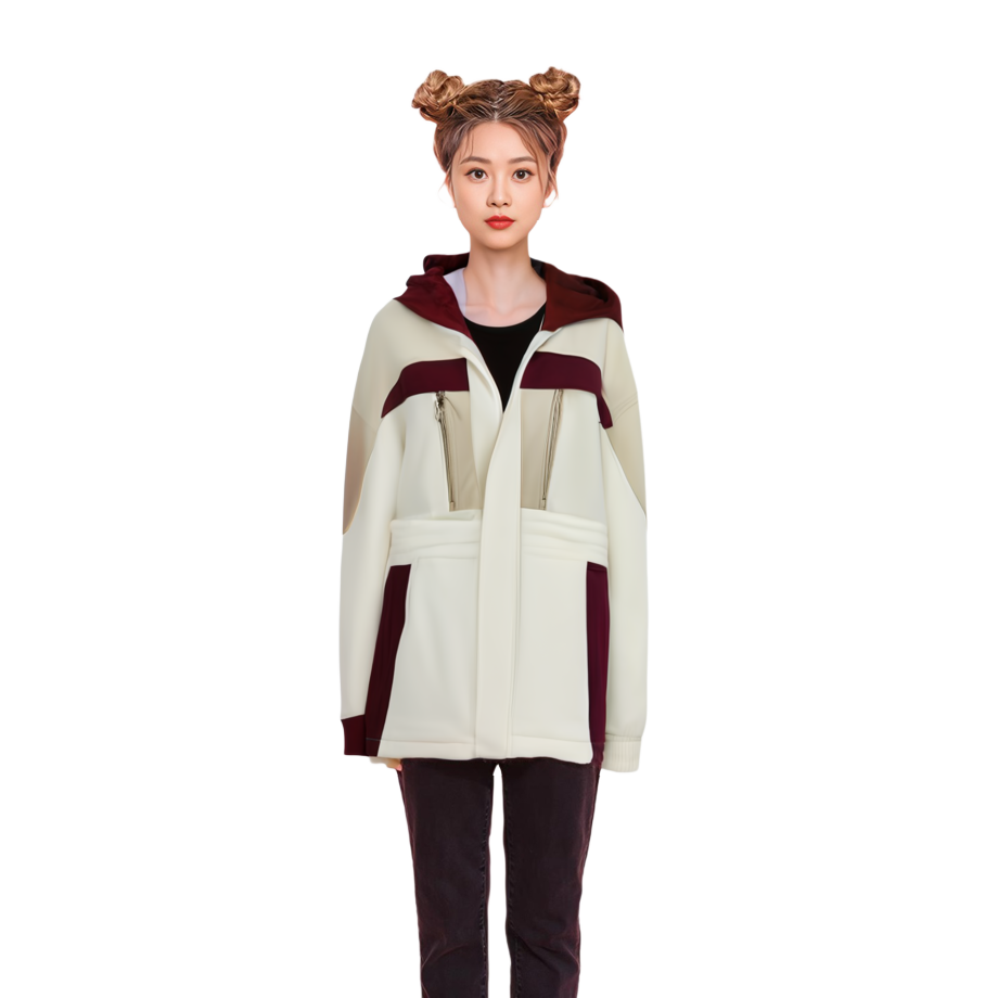 (Women) FILA  Colorblock Mid-Length Hooded Down Jacket - Yun Gu White. F11W249924FWT 圖 7