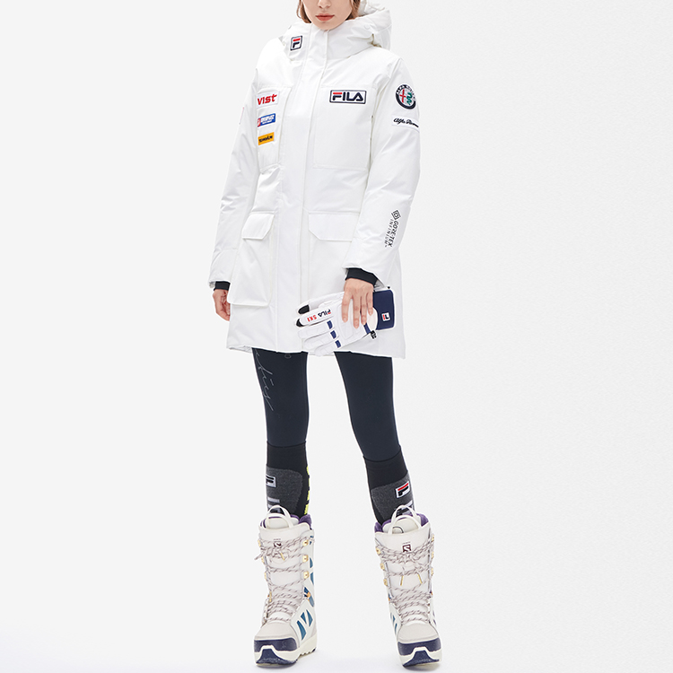 (Women) FILA  Embroidered Hooded Windproof Goose Down Jacket White Jade Color. A11W246910F-WT 圖 4