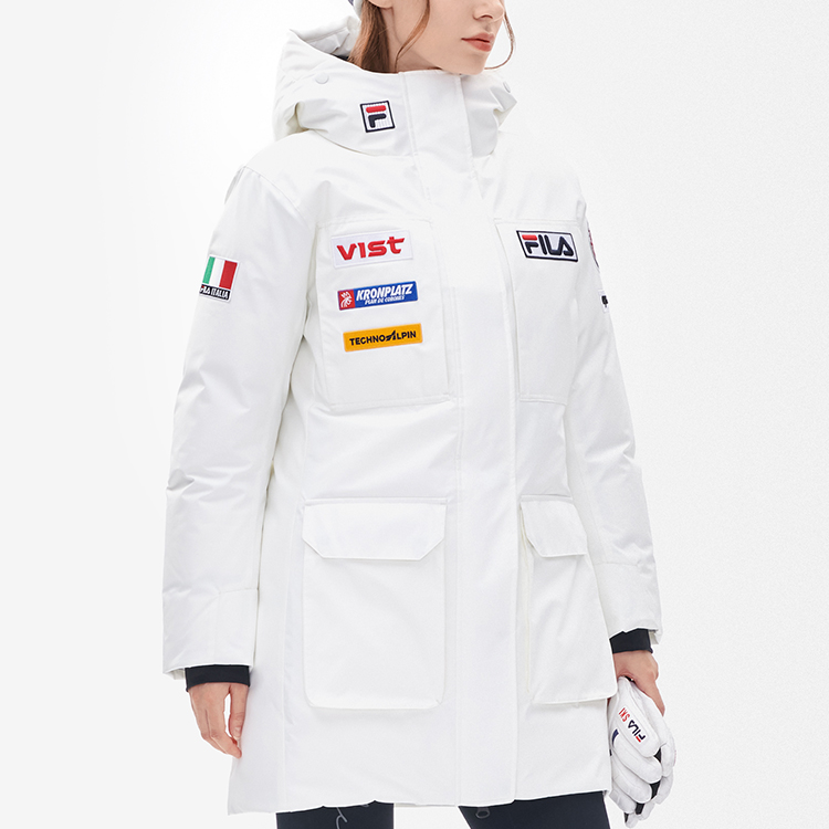 (Women) FILA  Embroidered Hooded Windproof Goose Down Jacket White Jade Color. A11W246910F-WT 圖 6