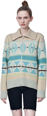 (Women) FILA Emerald Colorblock Collared Long-Sleeve Cardigan Sweater. F11W414403F-ZA Details for (Women) FILA Emerald Colorblock Collared Long-Sleeve Cardigan Sweater. F11W414403F-ZA