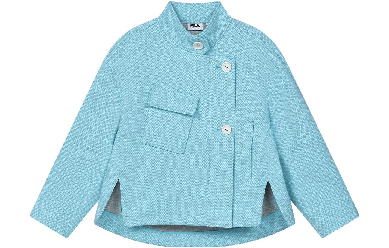 (Women) FILA  Emerald Solid Color Knit Jacket - Azure Blue. F11W414702F-LB