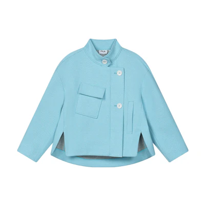 (Women) FILA Emerald Solid Color Knit Jacket - Azure Blue. F11W414702F-LB