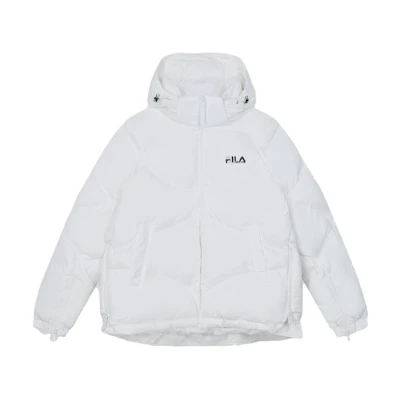 (Women) FILA Fashion Loose Fit Quilted Down Jacket Standard White Hoodie. F11W349923F-WT