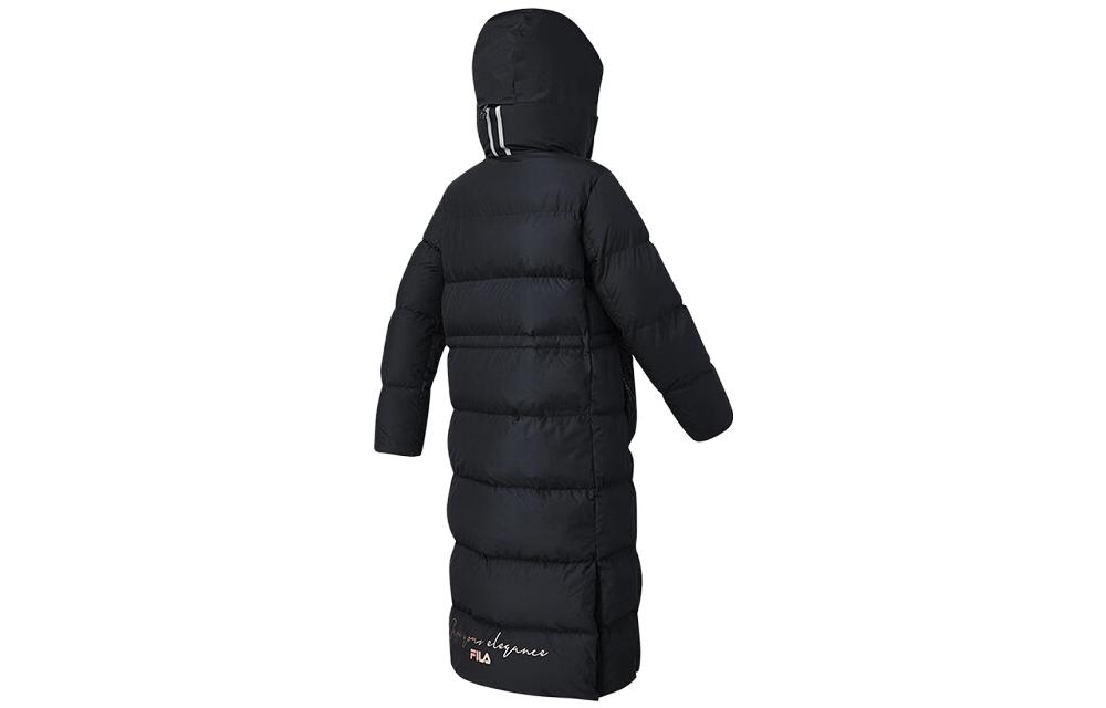 Lookbook (Women) FILA  Fitness Series Black Zipper Hooded Down Jacket Coat. A11W341913F-BK