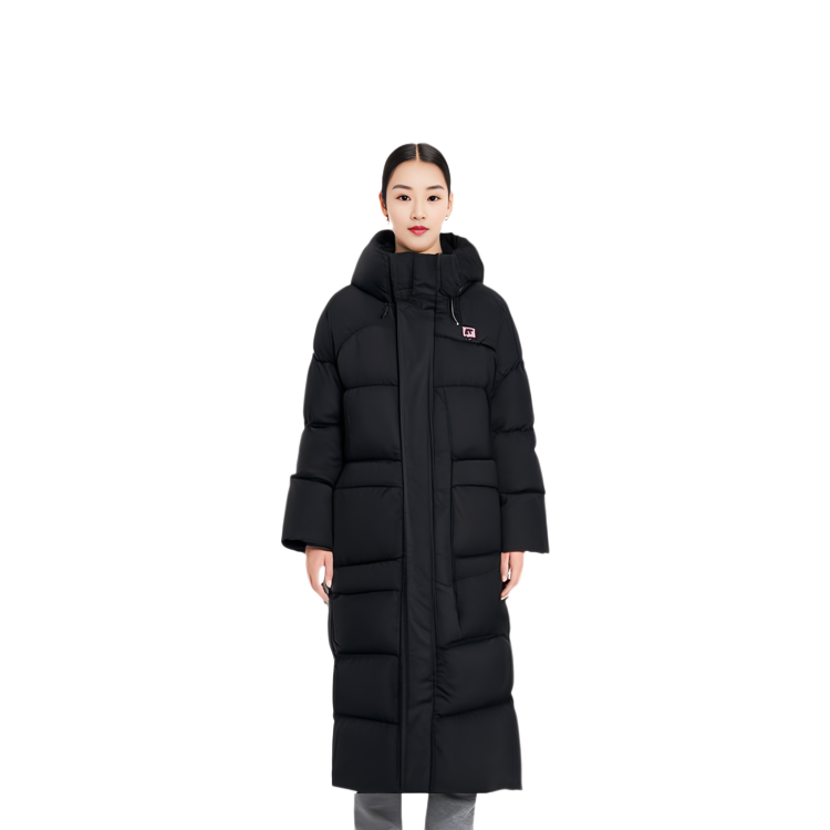 Shop (Women) FILA  Fitness Series Black Zipper Hooded Down Jacket Coat. A11W341913F-BK