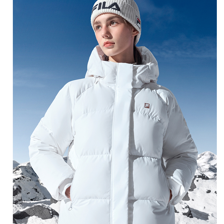 Shop (Women) FILA  Fitness Warm Puffer Down Jacket with Hood - Jade White A11W341907F-WT