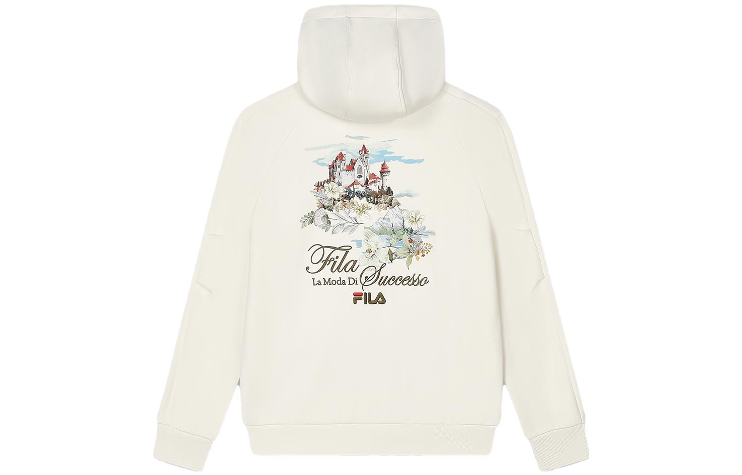 (Women) FILA  Floral Letter Print Casual Hoodie Ceramic White. F11W348230F-IV