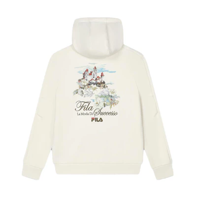 (Women) FILA Floral Letter Print Casual Hoodie Ceramic White. F11W348230F-IV
