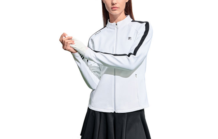Order (W) FILA Golf Slim-Fit Zip Jacket Warna Colorblock Jade Putih. A11W315501F-WT