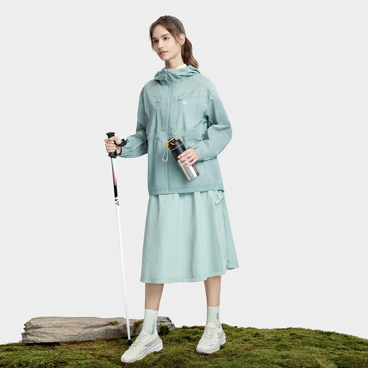 (Women) FILA  Lightweight Hooded Outdoor Jacket - Mist Green/Beige. A11W337702F-DG 圖 8