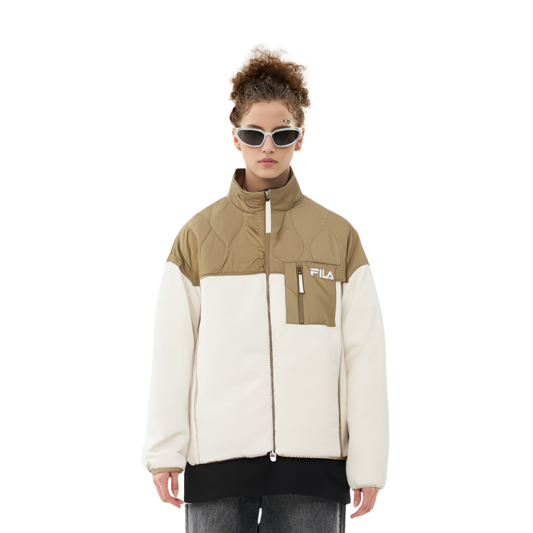 Shop (W) 휠라 경량 퀼팅 다운 자켓 - 컬러블록 카키 캐주얼 아웃도어 F11W349912F-LK