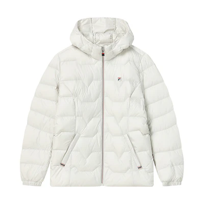 (Women) FILA Lightweight White Down Jacket with Logo Print - Winter Collection. F11W241910F-IV