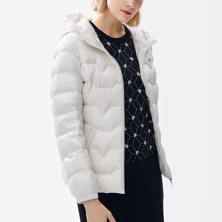 (Women) FILA  Lightweight White Down Jacket with Logo Print - Winter Collection. F11W241910F-IV 圖 4