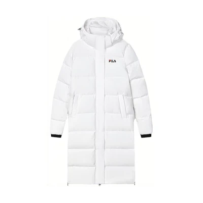 (Women) FILA Logo Print Hooded Thick Warm Down Jacket Standard White. F51W348956A-WT