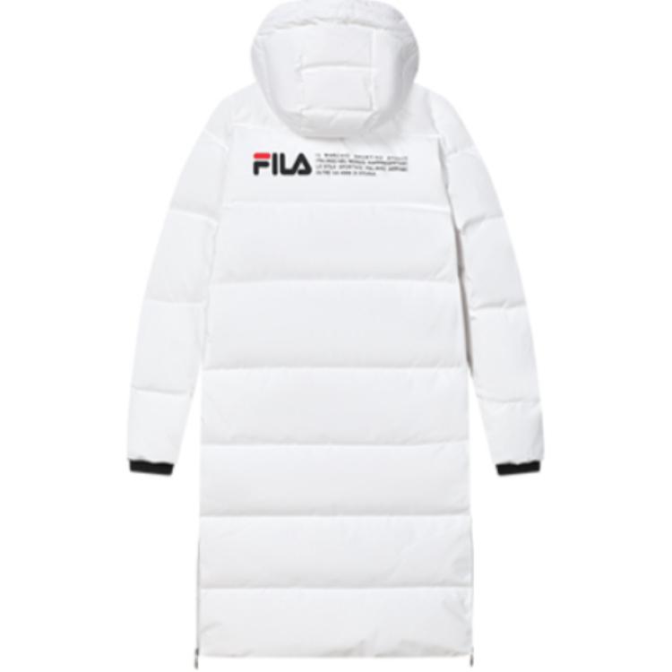 Lookbook (Women) FILA  Logo Print Hooded Thick Warm Down Jacket Standard White. F51W348956A-WT