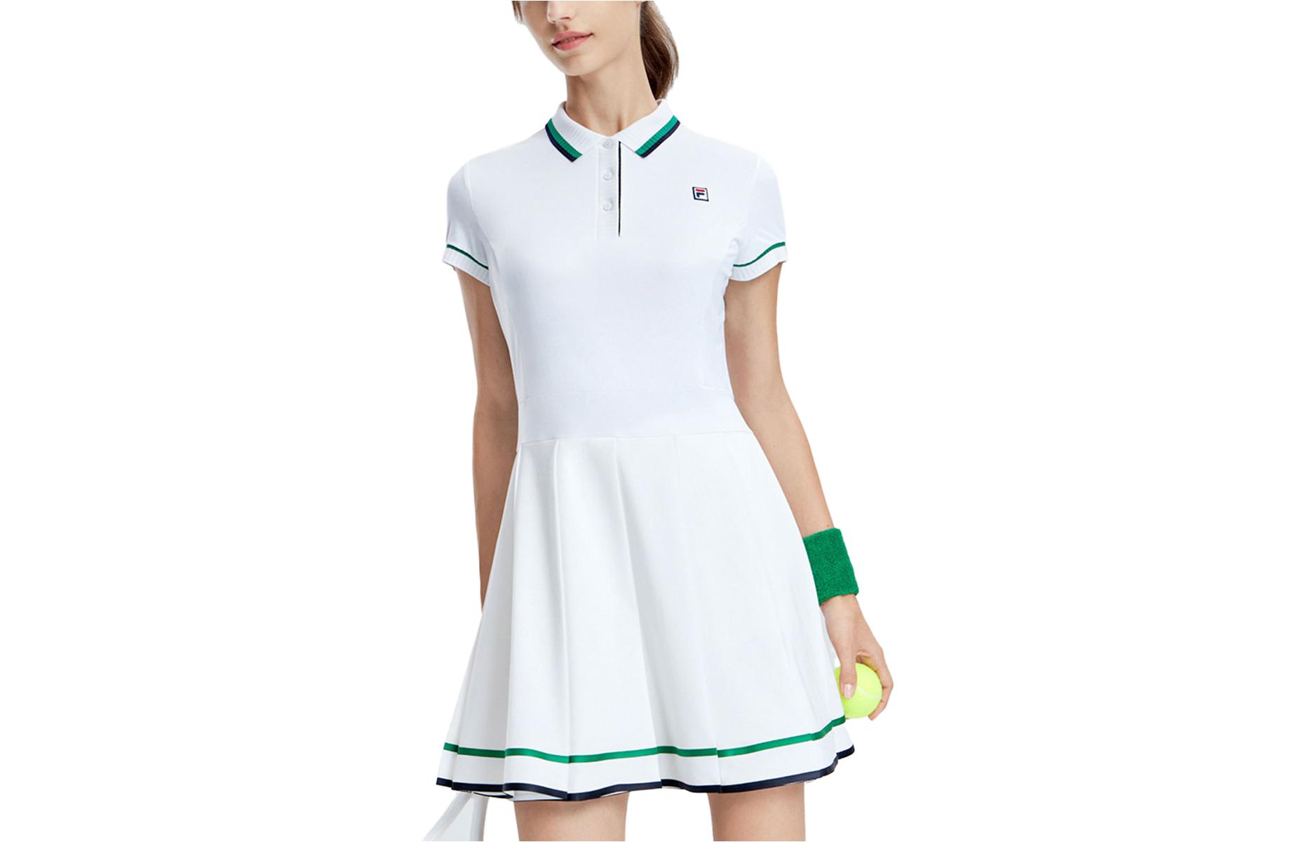 (Women) FILA  Logo Print Tennis Polo Dress - Loose Fit Jade White. A11W333305F-WT
