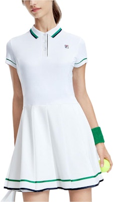 (W) FILA ロゴプリント テニスポロドレス - ルーズフィット ジェイドホワイト. A11W333305F-WT Buy (W) FILA ロゴプリント テニスポロドレス - ルーズフィット ジェイドホワイト. A11W333305F-WT