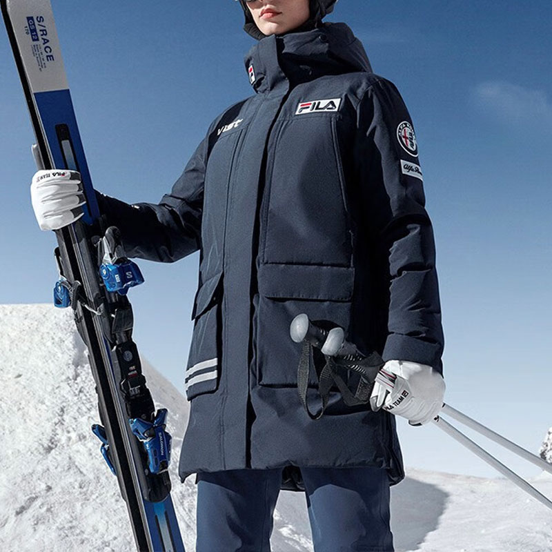 Sizing (W) 휠라 로고 방수 보온 겨울 스키 자켓 - 블루. A11W346905F-NV