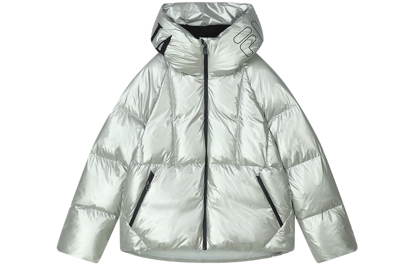 (Women) FILA  Logo Printed Hooded Down Jacket Light Bamboo Green. F11W344914F-LG