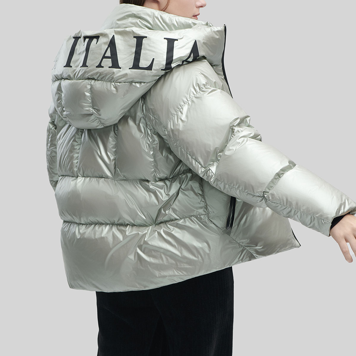 Purchase (W) FILA Jaket Down Hoodie Logo Cetak Hijau Bambu Muda. F11W344914F-LG