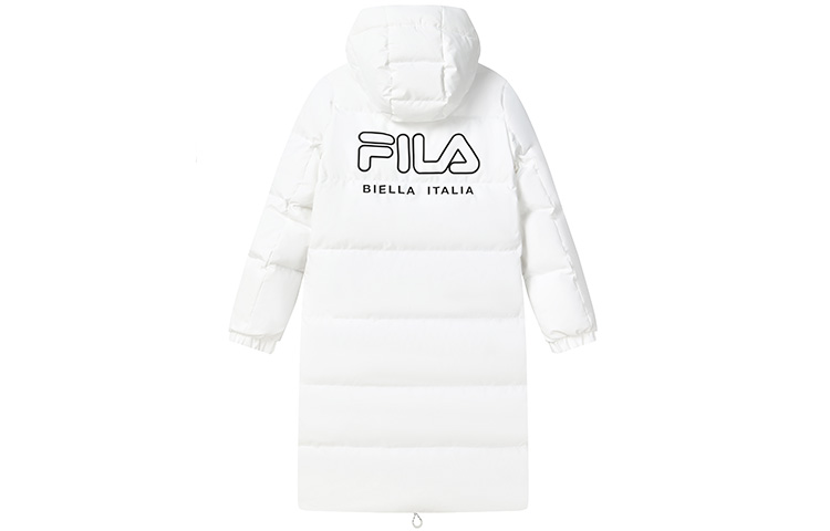 Lookbook (W) FILA Abrigo Largo con Capucha Blanco con Diseño de Logo Simple. F11W249906FWT