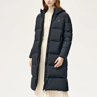 Sizing (W) FILA 黑色長款羽絨外套 冬季保暖連帽休閒外套 F11W147905F-BK