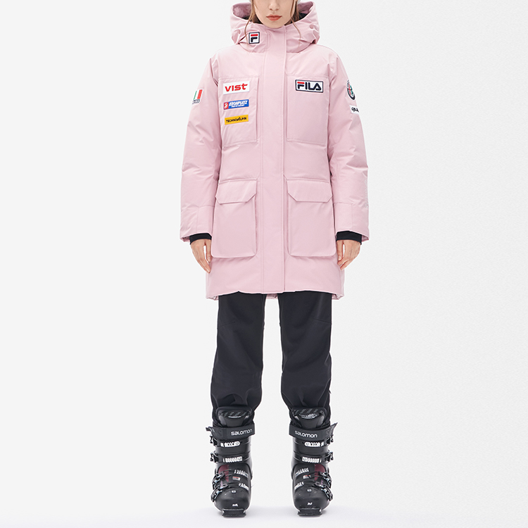 (Women) FILA  Long Down Jacket Pink - Embroidered Logo, Windproof & Insulated. A11W246910F-PK 圖 4