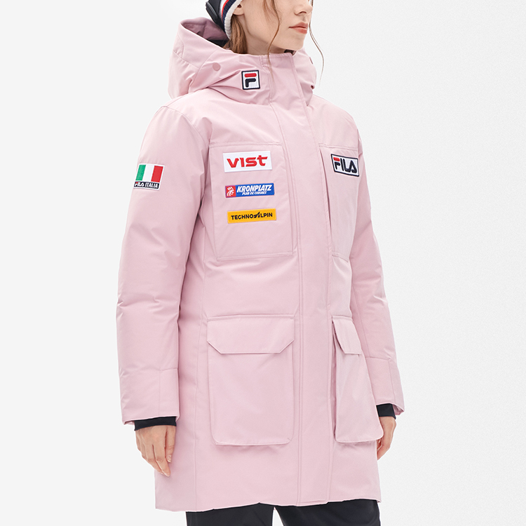 (Women) FILA  Long Down Jacket Pink - Embroidered Logo, Windproof & Insulated. A11W246910F-PK 圖 5