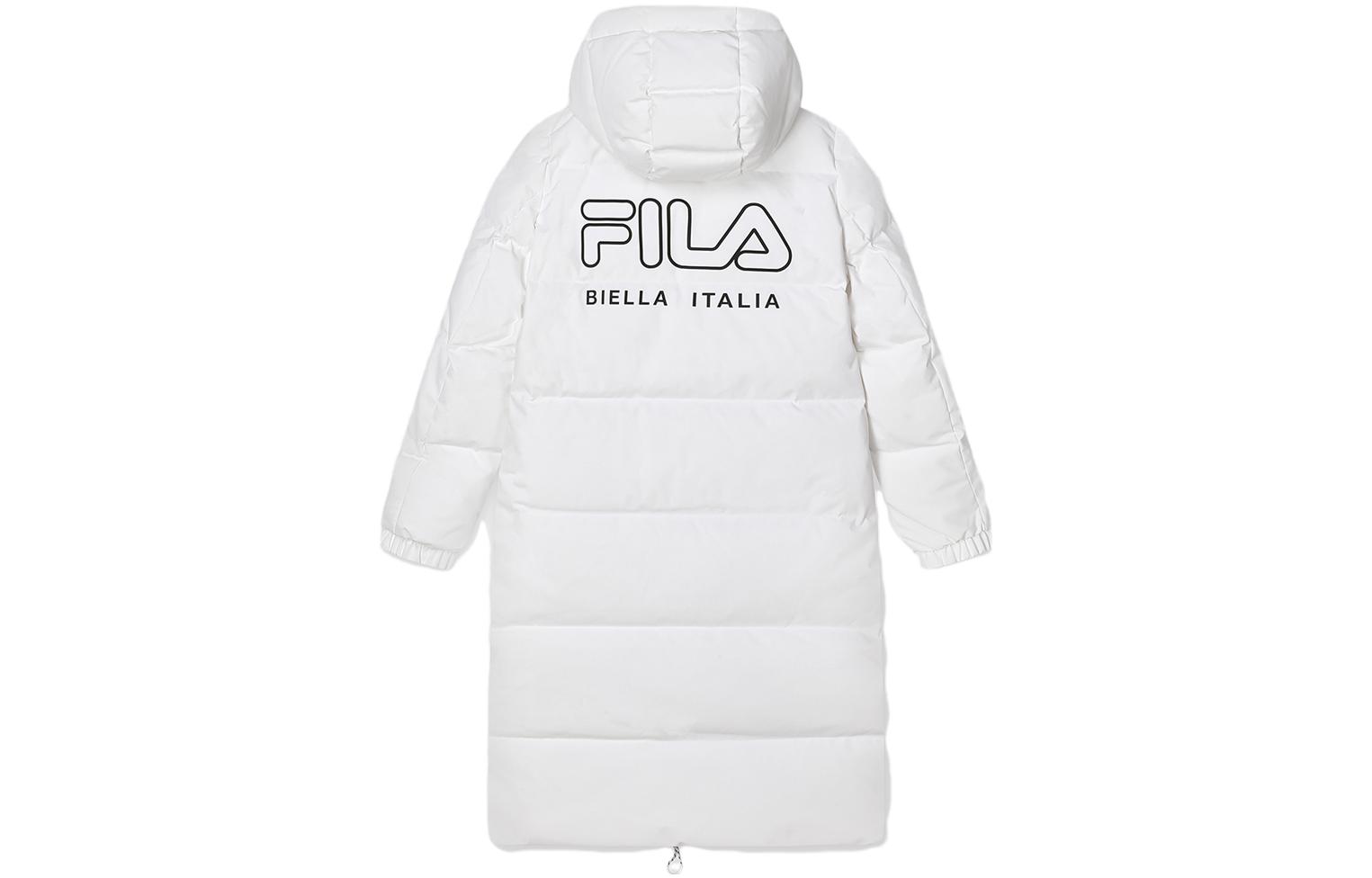 (Women) FILA  Long Down Jacket with Logo Print Hoodie in Standard White. F61W349906A-WT 圖 2
