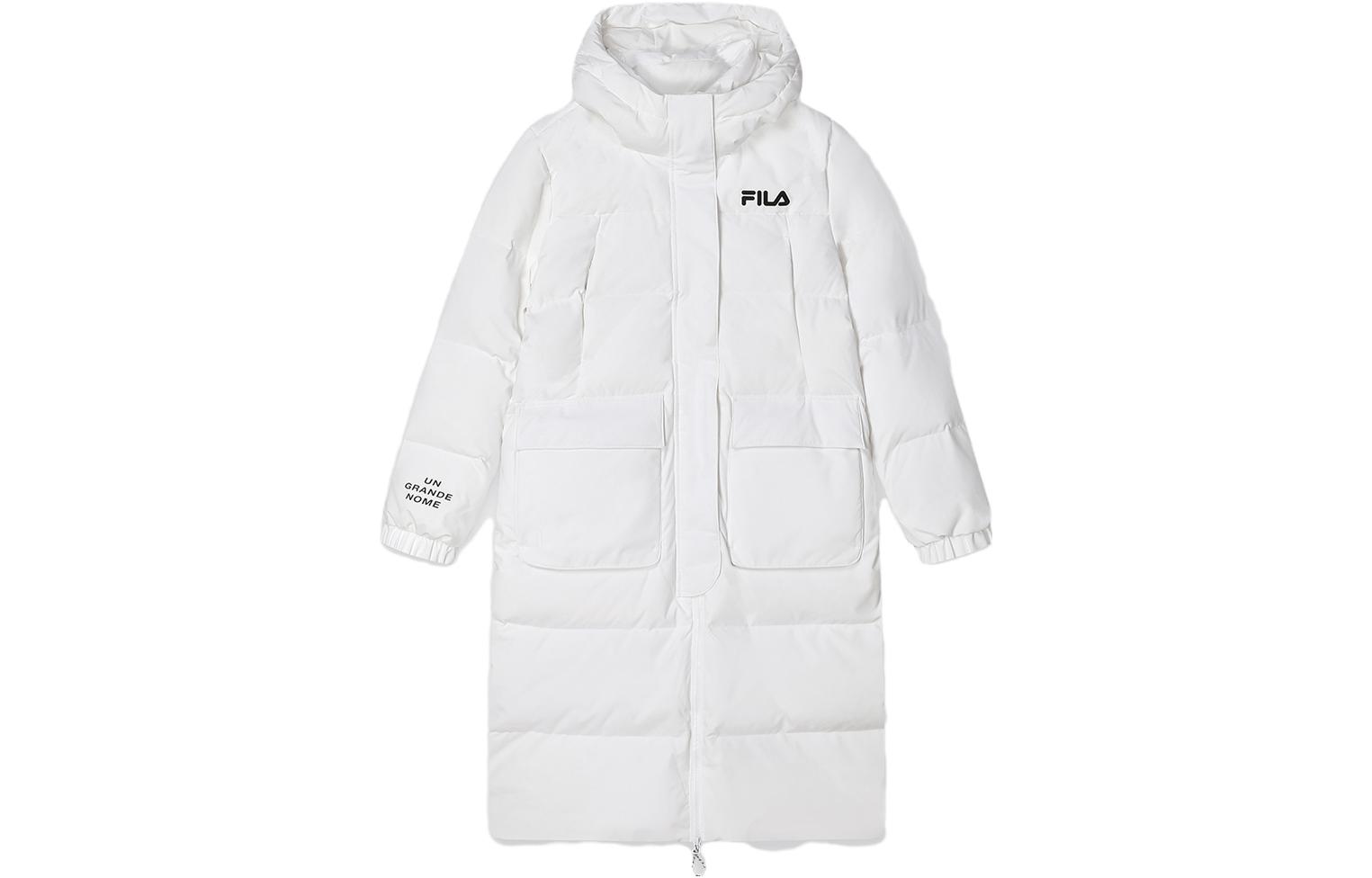 (Women) FILA  Long Down Jacket with Logo Print Hoodie in Standard White. F61W349906A-WT 圖 3