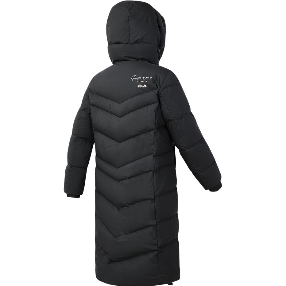 (Women) FILA  Long Fitness Hooded Coat Down Jacket - Solid Black. A11W341909FBK 圖 3