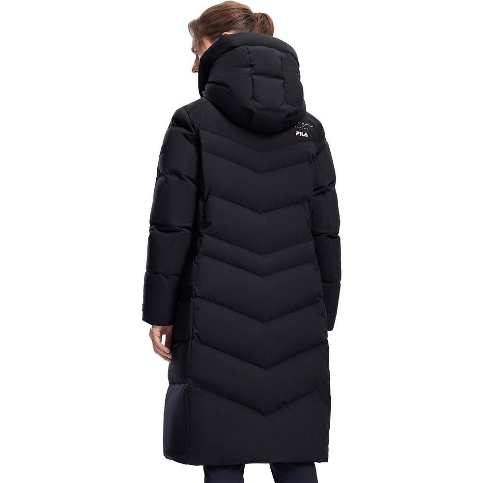 (Women) FILA  Long Fitness Hooded Coat Down Jacket - Solid Black. A11W341909FBK 圖 7
