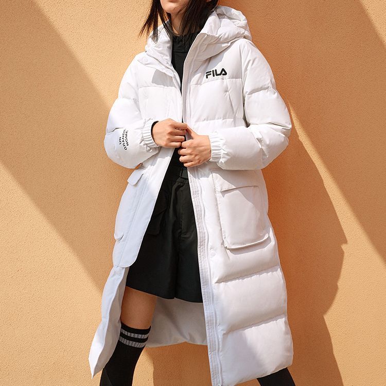 (Women) FILA  Long Hooded Down Jacket Winter Misty Pink Minimalist Style. F11W249906F-LP 圖 4