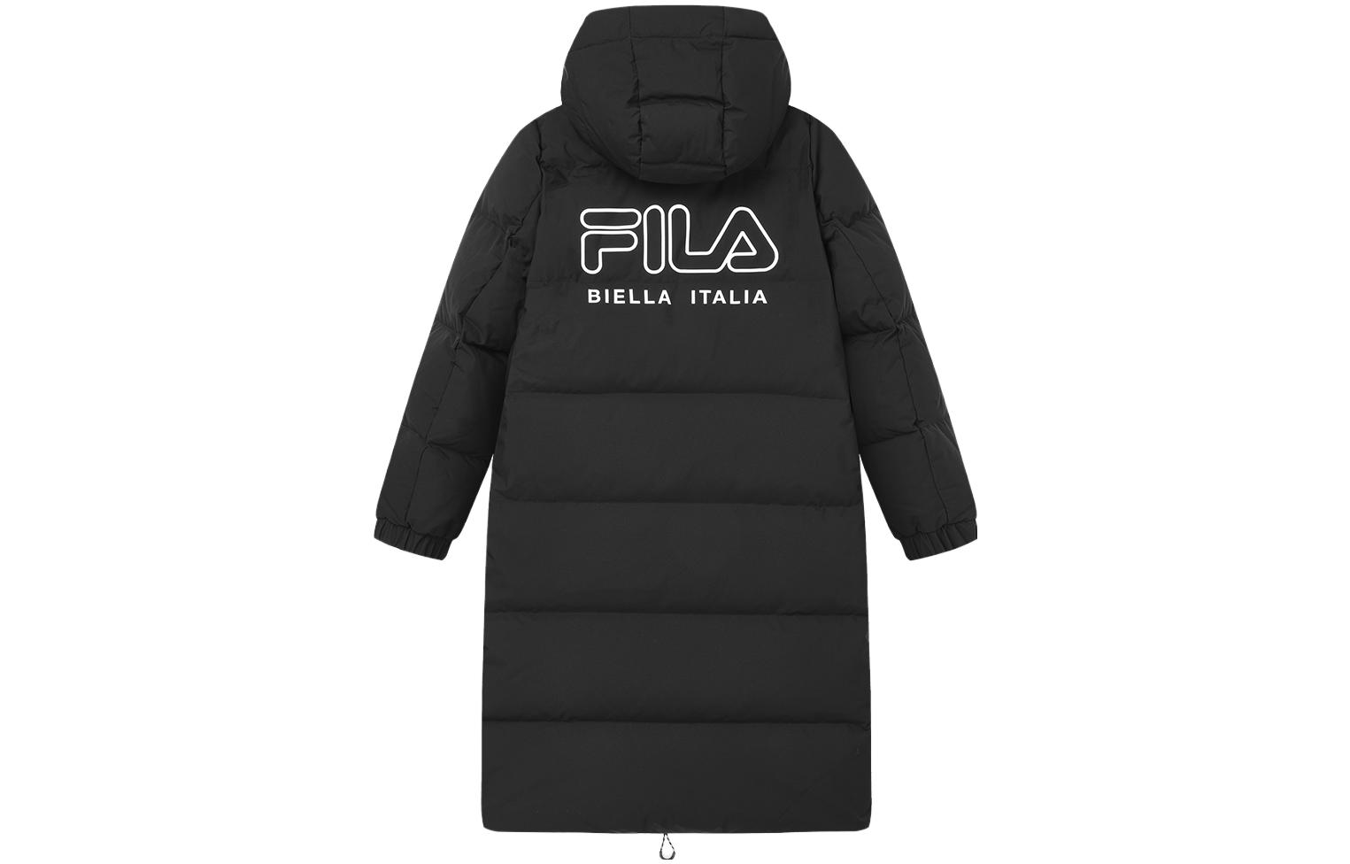 (Women) FILA  Long Hooded Down Jacket with Logo Print in Jet Black. F61W349906A-BK 圖 3
