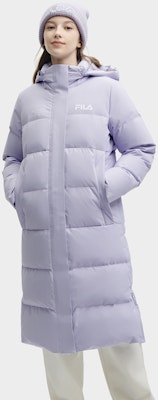 (Women) FILA Long Hooded Lavender Down Coat - Waterproof, Windproof & Warm. F11W349910F-PU Shop (Women) FILA Long Hooded Lavender Down Coat - Waterproof, Windproof & Warm. F11W349910F-PU